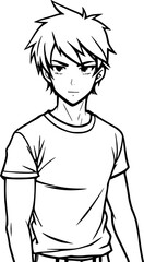 black and white of man cartoon, vector illustration