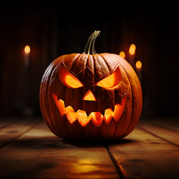 Jack O Lattern with light. AI generated.