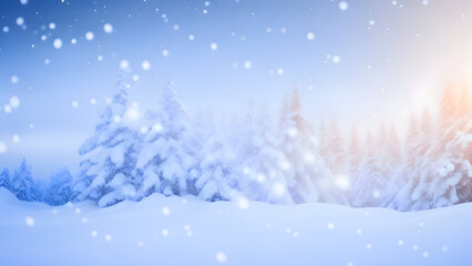 Fototapeta premium Snow surface close-up. Winter background with snow texture and beautiful bokeh. Shallow depth of field and blur.