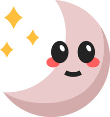 Cute Shinning Half Moon Illustration