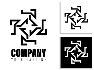 simple geometric logo design in black and white