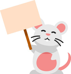 Cute Mouse Holding Banner