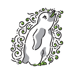 vector design of baby penguin among little swirls