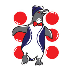 Vector Design of a Cute Penguin Wearing a Hat, Tie and Suit