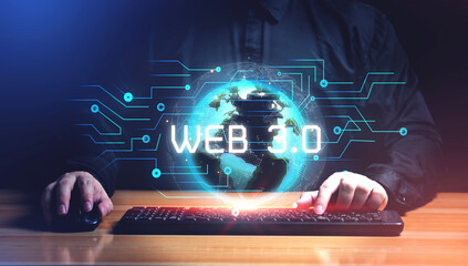 Web 3.0 internet concept. website allows users to fully own their digital assets and connect data with technology that users to create storage space at server in digital world