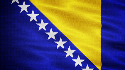 Waving Fabric Texture Of Bosnia and Herzegovina National Flag Graphic Background