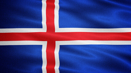 Waving Fabric Texture Of Iceland National Flag Graphic Background
