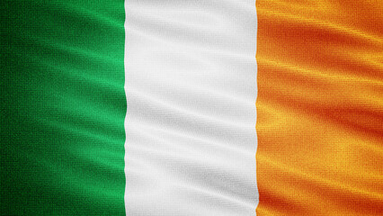 Obraz premium Waving Fabric Texture Of Ireland National Flag Graphic Background