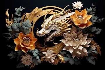 Fototapeta na wymiar image about oriental chinese dragon background, in the style of mythological symbolism, Happy chinese new year 2024