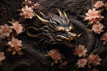 image about oriental chinese dragon background, in the style of mythological symbolism, Happy chinese new year 2024