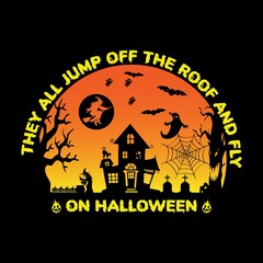 They all jump off roof and fly