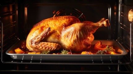 Roasted whole chicken in the oven