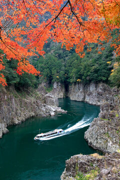 Autumn colors of Shatorokyo, Japan,Nara Prefecture,Yoshino district,Totsukawa, Nara