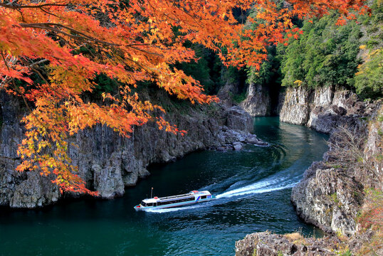 Autumn colors of Shatorokyo, Japan,Nara Prefecture,Yoshino district,Totsukawa, Nara