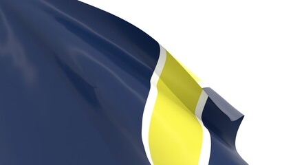 Waved flag textured by Nashville SC american soccer team uniform colors. 3D render