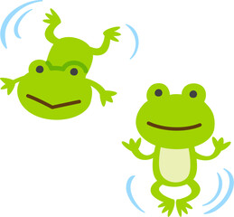 水面を泳ぐカエルのイラストセット
