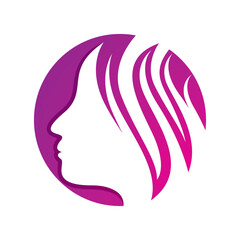 Woman face logo template icon design