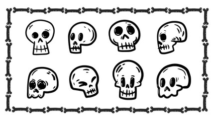several skulls. ideal for prints and stickers