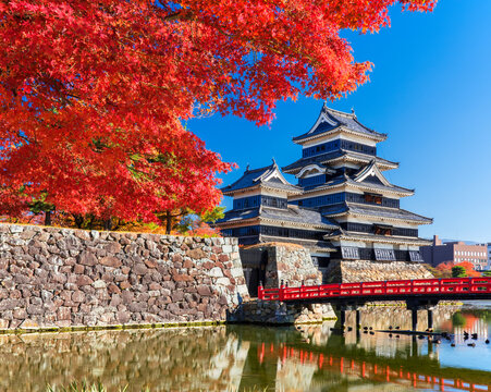 Autumn Color and Matsumoto Castle, Japan,Nagano Prefecture,Matsumoto, Nagano