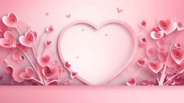 Sweet heart and floral for love valentines concept, Copy space for text advertisement