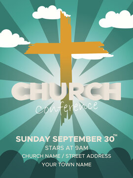 Modern Free Vector Flat Design Church Flyer Template