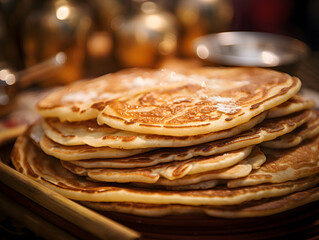 Stack of pancakes close up