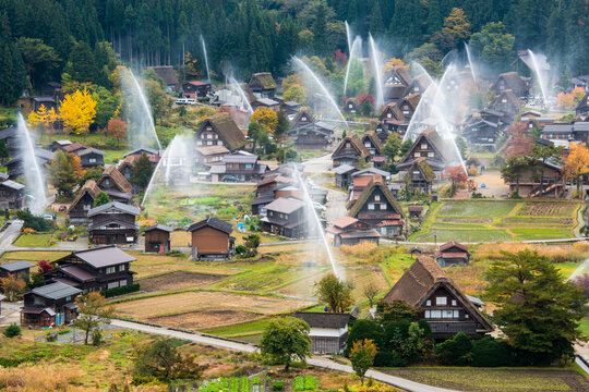 Shirakawa village simultaneous discharge, Japan,Gifu prefecture,Ono-gun,Shirakawa, Gifu (village)
