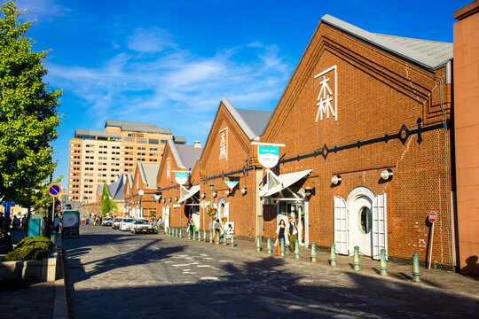 Fototapeta Kanemori red brick warehouse, Japan,Hokkaido,Hakodate, Hokkaido