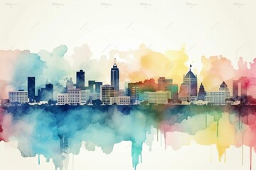 Poster of Halifax skyline in soft pastel colors. Generative AI