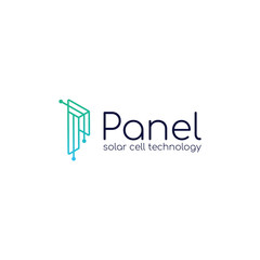 creative renewable solar panel technology logo design vector illustration for electric, ecology and solar energy company with modern, and futuristic styles