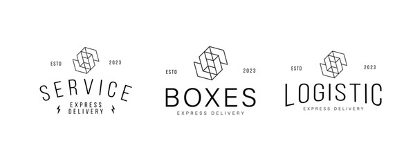 bundle delivery and shipping modern logo business vector design template with geometric, minimalist and simple styles isolated on white