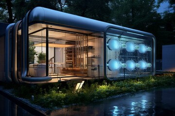 Conserving drinking water by collecting rainwater in an eco-friendly residence with automated technology. Generative AI