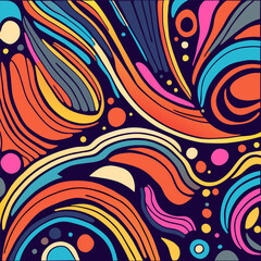 Fototapeta na wymiar Abstract colorful background. Hand drawn pattern, waves and floral elements Vector illustration. Can be used for wallpaper, pattern fills, web page background, surface textures. 
