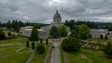 Aerial view of The Washington State Capitol In Olympia, Washington.