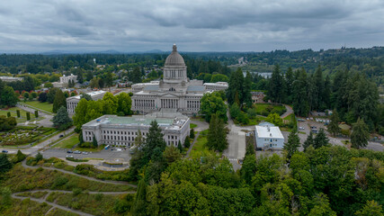 Fototapeta na wymiar Aerial view of The Washington State Capitol In Olympia, Washington.