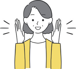 大きな声で呼びかけるおばあさんのイラスト