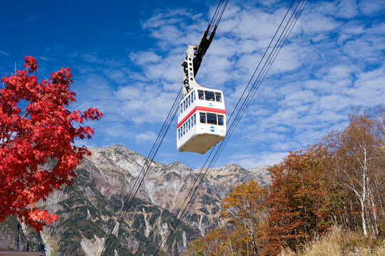 Autumn Leaves and Shin Hotaka Ropeway, Kamitakara, Gifu,Gifu prefecture,Japan