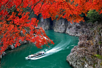 Autumn colors of Shatorokyo, Japan,Nara Prefecture,Yoshino district,Totsukawa, Nara