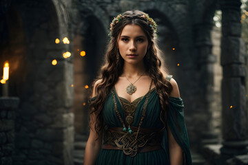 Fototapeta premium Portrait of Celtic Warrior. Image created using artificial intelligence.