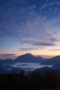 Yufudake at dawn, Japan,Oita Prefecture,Yufu, Oita