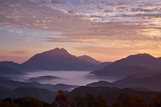Yufudake at dawn, Japan,Oita Prefecture,Yufu, Oita