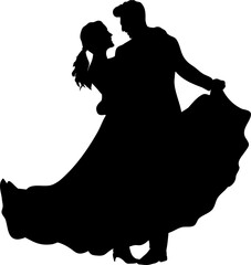Couple Dancing Silhouette Illustration