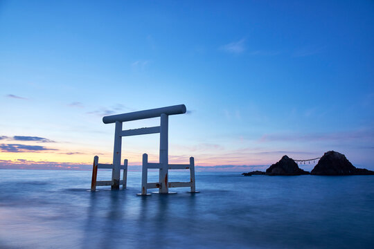 Married couple rocks in Sakurai Futamigaura, Japan,Fukuoka Prefecture,Itoshima, Fukuoka