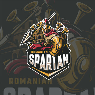 Spartan with a sword Mascot Logo Design