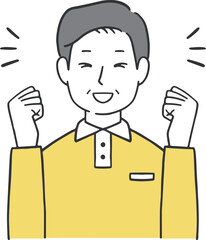 嬉しそうにガッツポーズするおじいさんのイラスト