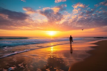 Fototapeta premium Beautiful seascape at sunrise. Composition of nature, Generative AI