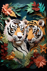 tiger in the style of paper sculptures, generative ai