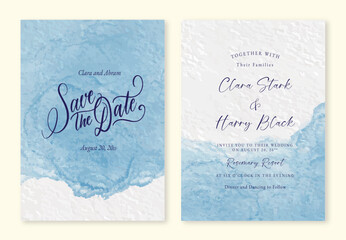 blue abstract textured watercolor paper for wedding invite card