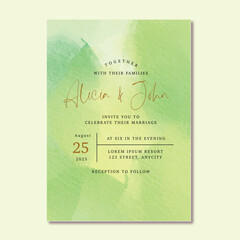 bright green abstract watercolor background for wedding invite
