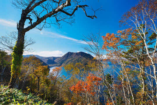 Lake Mashu during autumn, Japan,Hokkaido,Shari District, Hokkaido,Kiyosato, Hokkaido